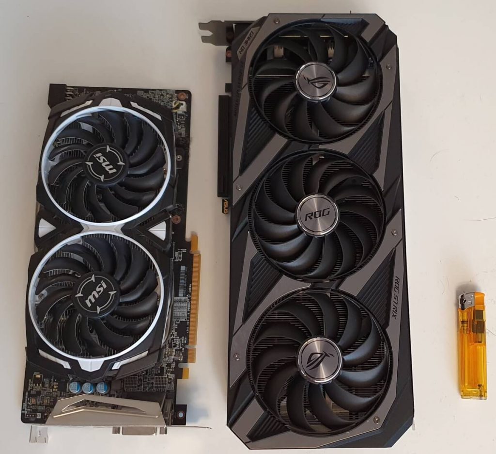 Msi Radeon Rx 580 Vs Asus Rog Strix Rtx 3070 Size